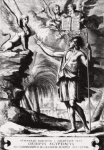 Kircher solving the Sphinx's Riddle (incorrectly)