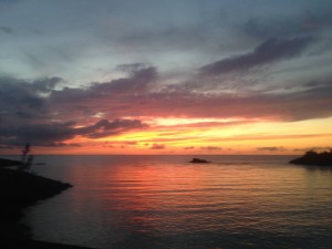The sun sets over the Sargasso Sea.