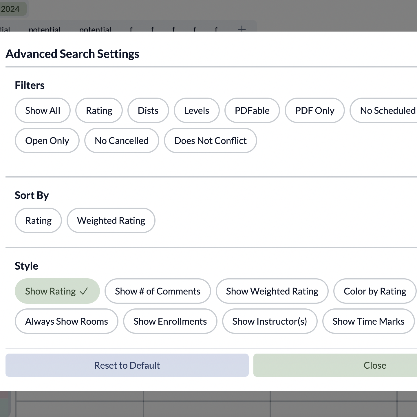 screenshot of advanced search settings advanced search settings