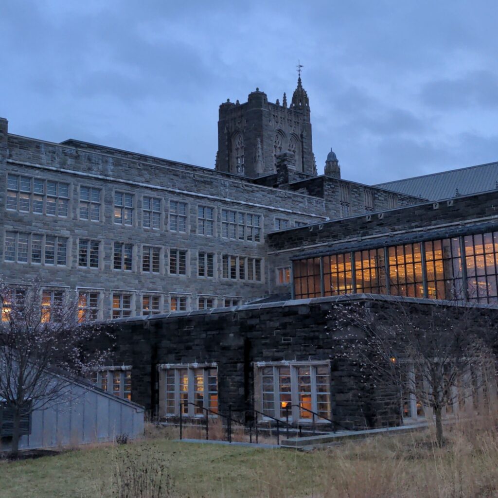 Firestone Library on a spring evening. Photo by author