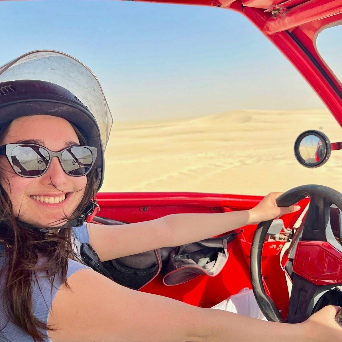 Zara on a sand buggie