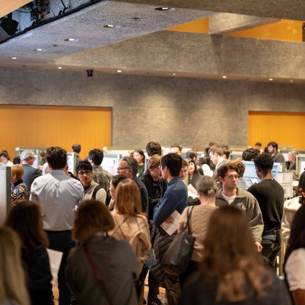 Presenters and attendees at Princeton Research Day in the Princeton University Art Museum