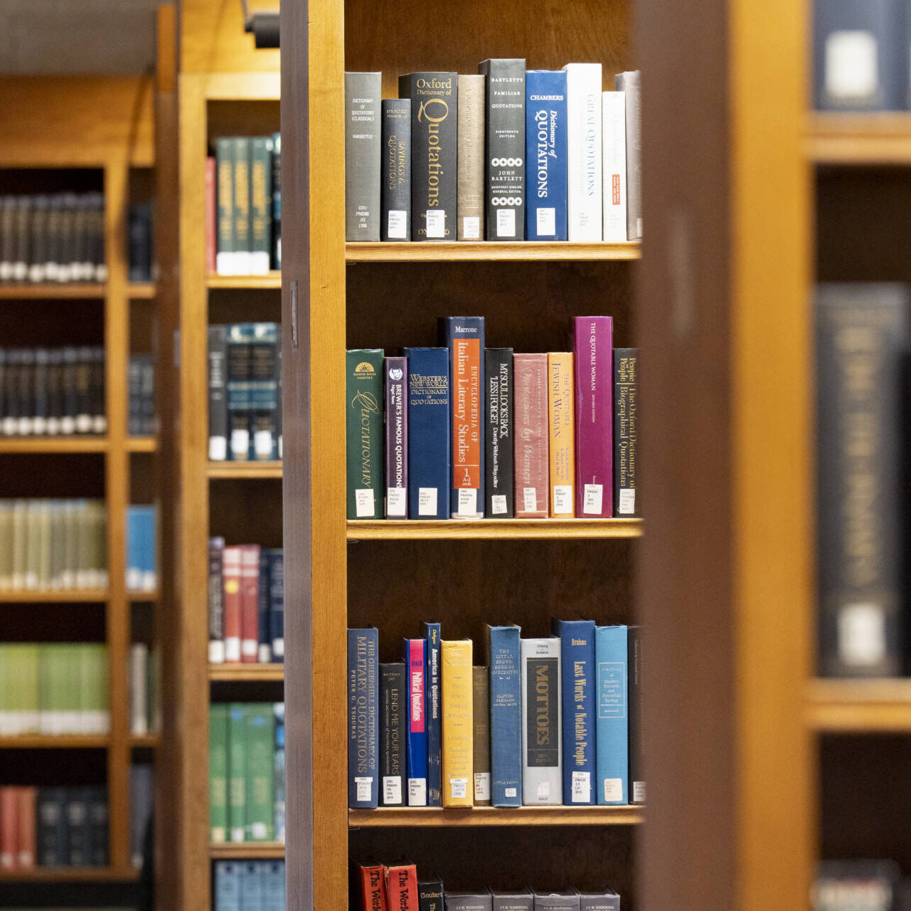 Shelves filled with books in Firestone Library.